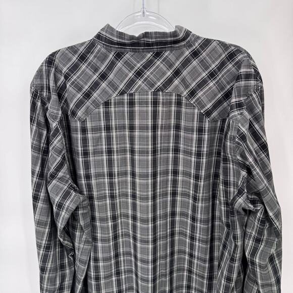 Levi's Western Pearl Snap Long Sleeve Shirt Mens XXL Gray Plaid Cotton - Picture 6 of 13